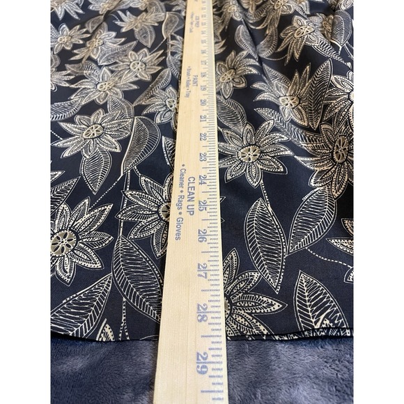 Vintage 90s Floral Midi Skirt Womens Size XL Petite Black Modest Flowy Secretary - Picture 5 of 6